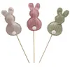 Stick lapin pompom vichy 30cm coloré sur pic, assorti (x1)