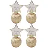 Lot 4 Boules de Noël marque-places 5,5cm avec étiquettes, Or