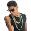 Kit Rappeur 4 pièces dorées (lunettes, bague, 2 colliers)