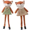 Déco Renard assis en tissu vichy assorti 27cm  (x1)
