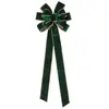 Long Noeud cimier 78cm velours Vert foncé finition perles