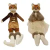 RueDeLaFete Déco Grand Renard Élégant assis en tissu taupe/marron asso...