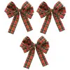 Sachet de 3 petits Noeuds tissu Scottish 13cm rouge/vert/or
