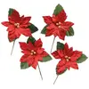4 TIGES POINSETTIA ARTIFICIEL 6X8CM ROUGE