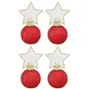 Lot 4 Boules de Noël marque-places 5,5cm avec étiquettes, Rouge