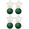 Lot 4 Boules de Noël marque-places 5,5cm avec étiquettes, Vert
