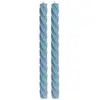 Set de 2 bougies Flambeau Torsadées 26cm, Bleu acier