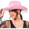 chapeau de cowboy rose chaîne strass adulte - générique 14102-04