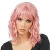 Perruque cheveux courts ondulés, Rose pastel