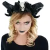 serre-tête cornes faune malefique fleurs noir - chaks 10698
