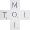 Set de 5 Lettres bois blanchi TOI MOI 5,5cm