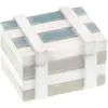 Petit coffre marin en bois blanchi/ciel rectangle 6,5cm