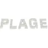 Set de 5 lettres PLAGE bois blanchi 8cm