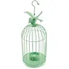 Cage métal oiseau photophore 32cm, Vert pistache