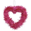 Coeur creux en plumes 30cm à suspendre, Fuchsia