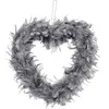 Grand Coeur creux en plumes 35cm à suspendre, Gris