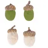 Lot de 12 Glands factices en feutrine 2,5cm, Vert/Beige FETE-75012