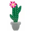 Petite Déco Cactus et fleur bois sur socle pot effet ciment 20cm
