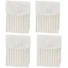 Set de 4 Contenants Sac Rayures avec rabat 8cm, Blanc/Lin