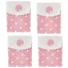 Set de 4 Contenants Sac à Pois avec rabat 8cm, Rose Pastel