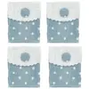 Set de 4 Contenants Sac à Pois avec rabat 8cm, Bleu pastel