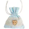 Set de 4 Bourses Rayées, Bleu pastel