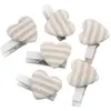 Set de 6 Pinces Coeurs 2,6cm, Rayures Lin