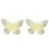 Sachet de 2 Papillons 10cm sur tige, ivoire
