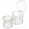Lot de 2 Paniers métal ronds gris 13cm et 11cm