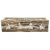 Porte-bougie rectangle en bois naturel avec découpes Etoile 37cm