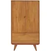 Hellin Buffet haut rétro en bois 2 portes 1 tiroir L80 H140 bronze - MALLET