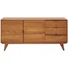 Hellin Buffet bas rétro en bois massif 2 portes 3 tiroirs L160 noir - MALLET