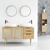 BOIS DESSUS BOIS DESSOUS Berah Getah - Meuble de salle de bain en mindi massif et cannage 135 cm