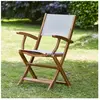 BOIS DESSUS BOIS DESSOUS HANOÏ  Fauteuil de jardin en acacia massif et textilène gris pliant Berah Getah