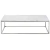 BOIS DESSUS BOIS DESSOUS Table basse rectangulaire en marbre et métal blanche