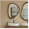BOIS DESSUS BOIS DESSOUS VINTAGE  Miroir organique en mindi massif finition noyer 75x60 cm Berah Getah