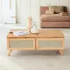 BOIS DESSUS BOIS DESSOUS ISÉE  Table basse en mindi massif et cannage 4 tiroirs 110 cm Berah Getah