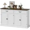 HOMCOM Buffet salon, meuble de rangement avec 4 portes, 2 tiroirs sile...