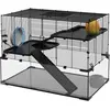 PawHut Cage hamster cage rongeur 3 niveaux avec roue rampes maisonnett...