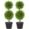 HOMCOM Lot de 2 plantes artificielles décoratives, boules de buis arti...
