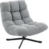 HOMCOM Fauteuil salon sans accoudoirs, chaise pivotante en tissu cheni...