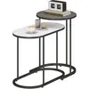 HOMCOM Lot de 2 tables basses gigognes, tables d'appoint empilable sty...