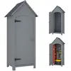 Outsunny Armoire abri de jardin remise pour outils 3 étagères porte loquet toit pente bitumé dim. 77L x 54l x 179H cm bois sapin pré-huilé gris