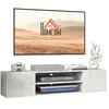 HOMCOM Meuble TV mural - banc TV flottant - 2 portes, 2 niches - dim. 140L x 30l x 30H cm - panneaux blanc laqué