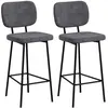 HOMCOM Lot de 2 tabourets de bar style néo-rétro piètement acier noir ...