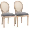 HOMCOM Lot de 2 chaises de salle à manger médaillon style Louis XVI gris