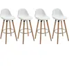 HOMCOM Lot de 4 tabourets de bar chaises de bar style scandinave haute...