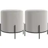 HOMCOM Lot de 2 poufs ottoman tabouret pouf repose-pied en velours pie...