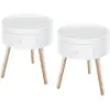 HOMCOM Lot de 2 tables basses - table de chevet - table de nuit ronde ...