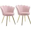 HOMCOM Lot de 2 fauteuil coquillage Fauteuil rose Fauteuil de salon Ch...